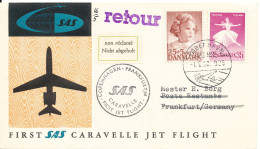 Denmark First SAS Caravelle Jet Flight Copenhagen - Frankfurt 1-5-1960 - Lettres & Documents