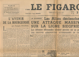 LE FIGARO, Mardi 3 Octobre 1944, N° 38, Guerre, Ligne Siegfried, De Gaulle Dans Le Nord, Lille, Les Allemands à Belfort - Testi Generali