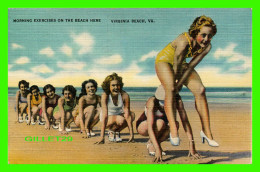 VIRGINIA BEACH, VA - MORNING EXERCISES ON THE BEACH HERE - TRAVEL IN 1941 -  PUB. BY TICHNOR BROS INC - - Virginia Beach