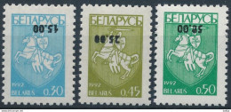 Mi 46-48 MNH ** Inverted Overprint / Standard, Definitives, Coat Of Arms, Knight - Bielorrusia