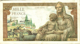 N82 - Billet De 1000 Francs - DÉESSE DEMETER - 1943 - 1 000 F 1942-1943 ''Déesse Déméter''