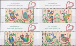 2024, Romania, Mărțișor Amulets, Birds, Jewelery, Traditions, 4 Stamps+Label, MNH(**), LPMP 2456 - Nuevos