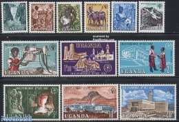 Uganda 1962 Definitives 12v, Mint NH, Health - Nature - Religion - Science - Various - Health - Smoking & Tobacco - Ca.. - Tabak