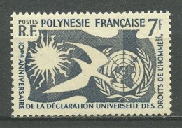 POLYNESIE 1958 N° 12 * Neuf MH Infime Trace Superbe C 12 € Droits De L'Homme Déclaration Universelle Oiseaux Birds - Ongebruikt