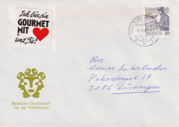 Motiv Brief  "Bernische Gesellschaft Für Das Volkstheater, Kirchberg"  (Gourmet Mit Herz)       1988 - Lettres & Documents