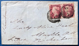 Lettre Double Port AOUT 1857 Paire N°10 1 Penny Red Dent 14 Oblitérés  Killer " W /4 " Pour TWICKENHAM TTB - Lettres & Documents
