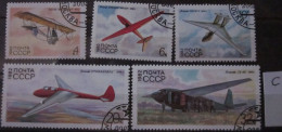 RUSSIA ~ 1982 ~ S.G. NUMBERS 5256 - 5260, ~ 'LOT C' ~ GLIDERS. ~ VFU #03631 - Oblitérés