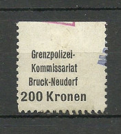 ÖSTERREICH Austria Grenzpolizei-Komissariat Bruck-Neudorf Gebühr Steuer Tax 200 Kr. O Oberrand Ungezähnt - Revenue Stamps