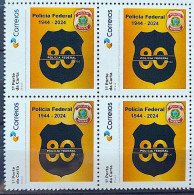 SI 21 Brazil Institutional Stamp 80 Years Federal Military Police 2024 Block Of 4 - Personalized Stamps