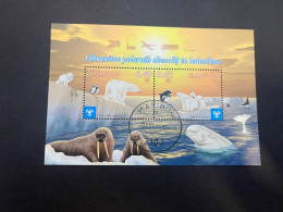 13-5-2024 (stamp) Use (obliterer) Mini-sheet - Slovenia - Antarctica Animals (polar Bears Etc) - Ours