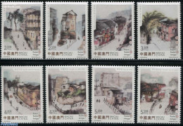 Macao 2015 Old Streets & Alleys 8v, Mint NH, Religion - Sport - Transport - Churches, Temples, Mosques, Synagogues - C.. - Ungebraucht