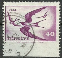 Turkey; 1959 Airmail Stamp 40 K. ERROR "Imperf. Edge" - Oblitérés