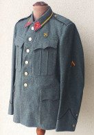 Giacca Vintage In Panno Invernale Grigioverde Esercito Svizzero Mostreggiata - Uniformes