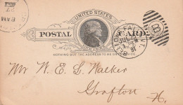 USA - POST CARD - National Bank Of Bellows Falls : Le 25/07/1891 Pour Crafton - ...-1900