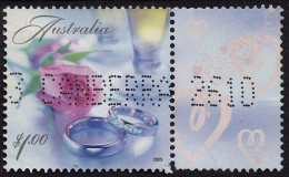 AUSTRALIA 2003 $1 Multicoloured Celebration And Nation Wedding Rings & Pink Rose With Tab On Right Used FU - Oblitérés