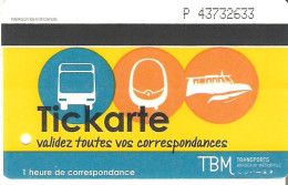 TITRE DE TRANSPORT TICKARTE TRAMWAY BORDEAUX 1 VOYAGE - Europe