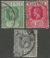 Nigeria. 1914-29 KGV. ½d, 1d, 2d Used. Mult Crown CA W/M SG 1,2,3. M5052 - Nigeria (...-1960)