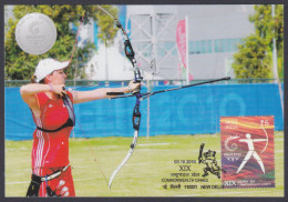 Inde India 2010 Maximum Max Card Commonwealth Games, Sport, Sports, Archery, Woman Player, Women - Covers & Documents