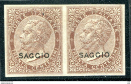 Vitt. Emanuele II° Cent. 30 Coppia Saggio Non Dentellata - Mint/hinged