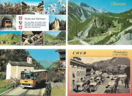 CPA CARTE POSTALE SUISSE 4 X POSTALAUTO AUTO PÖSTALE CAR POSTAL - Collections & Lots