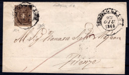 1860 25 GIUGNO GOVERNO PROVVISORIO C.10 SASS 19e BEN MARGINATO SU PIEGO DI LETTERA DA MODIGLIANA P8 PER FIRENZE FIRMA BI - Toscane