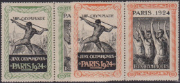 FRANCE  4 VIGNETTES**  EN PAIRE SE TENANT DES JEUX OLYMPIQUES DE PARIS DE 1924 - Sport