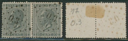 émission 1865 - N°17 En Paire Obl Ambulant Pt O.3 (Gand-Mouscron) - 1865-1866 Profile Left