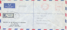 Tanzania Air Mail Cover With Red Meter Cancel Sent To Denmark 6-7-1982 (sent From The Embassy Of Indonesia Dar Es Salaam - Tanzania (1964-...)