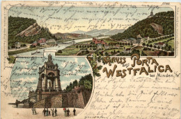 Gruss Aus Porta Westfalica - Litho - Porta Westfalica