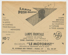 Postal Cheque Cover France 1936 Lamp - Car - Motorcycle - Camping - Light - Electricity
