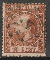 1867 Koning Willem III 15 Ct.  NVPH 9IIE Type II, (13,25x14 Kleine Gaten). - Usados