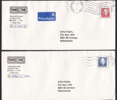Denmark: 2x Cover To Netherlands, 1992, 1 Stamp Each, Queen, 1x A-label (minor Creases) - Cartas & Documentos