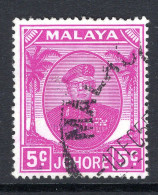 Malaysian States - Johore - 1949 Sultan Sir Ibrahim - 5c Bright Purple Used (SG 136a) - Johore
