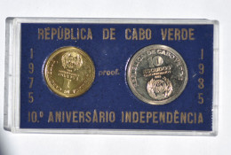 Cabo Verde Rare Set 1 And 10 Escudos1985 10º Aniversario Independencia Proof - Cape Verde