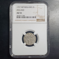 Provincial Dutch Netherlands Zeeland Zeelandia 2 Stuiver 1727 Silver NGC AU 55 - Provinzen