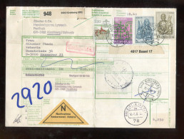 "SCHWEIZ" 1989, Auslands-Paketkarte Ex Kirchberg Nach Hannover, Frankatur ! (B2022) - Lettres & Documents