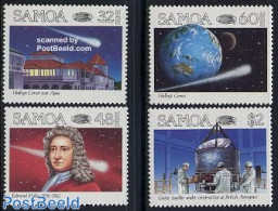 Samoa 1986 Halleys Comet 4v, Mint NH, Science - Transport - Astronomy - Space Exploration - Halley's Comet - Astrologie