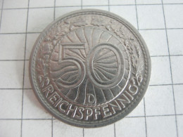 Germany 50 Reichspfennig 1928 D - 50 Rentenpfennig & 50 Reichspfennig