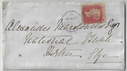 Great Britain 1871 Cover Hawick To Portree Stamp 1 Penny Red Perforate Corner Letter DK Queen Victoria Plate 127 - Cartas