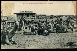 Djibouti Station Des Caravanes Venant De La Brousse Cachet Paquebot Carte Tachée Timbre Décollé 1907 Timbre Décollé - Djibouti