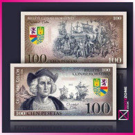 100 Cien Pesetas Christopher Columbus Test Private Fantasy Banknote Note Plastic - [ 9] Collections