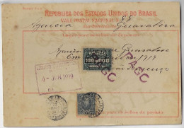 Brazil 1919 Money Order From Guarabira To Bahia Vale Postal 100,000 + 1.000 Reis Stamp Baron Of Rio Branco - Covers & Documents