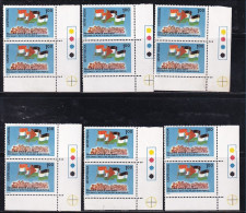 (Right Bolow T/L 6 Pairs), India MNH 1981, Pair Traffic Light, Palestinian Solidarity , Palestine Flag, Cond Stains - Ongebruikt