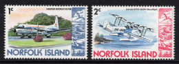 NORFOLK ISLAND 1980 " 1c HAWKER SIDDELEY HS.748 AND 2c De HAVILLAND DH.60G,GIPSY MOTH STAMPS  MNH - Norfolk Island