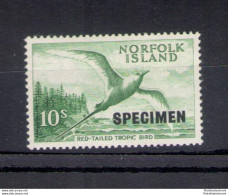 1960-62 ANorfolk Island, Stanley Gibbons N. 36s Soprastampa Specimen, MNH** - Sonstige & Ohne Zuordnung