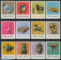 China People’s Republic 1973 Historic Relics 12v, Mint NH, Nature - Horses - Art - Art & Antique Objects - Unused Stamps