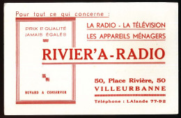 Buvard 121 X 13,4 RIVIER'A RADIO  Radio Télévision Appareil Ménagers à Villeurbanne Rhône - Elektriciteit En Gas