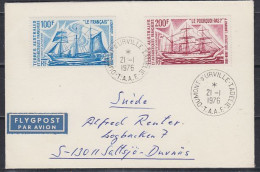 TAAF  Sailing Ships 2v On Cover Ca  Dumont D'Urville 21.1.1976 (59773) - Covers & Documents