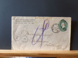 ENTIER525   ENVELOPPE USA 1888  POUR LA HOLLANDE  PIQUAGE PRIVE TAXEE - ...-1900