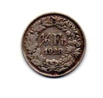 Pièce SUISSE - 1/2 FR1928 (ref  F 03) - 5 Francs